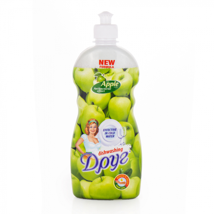 Гель для ручного миття посуду ДРУГ Яблуко з гліцерином 0,5 л